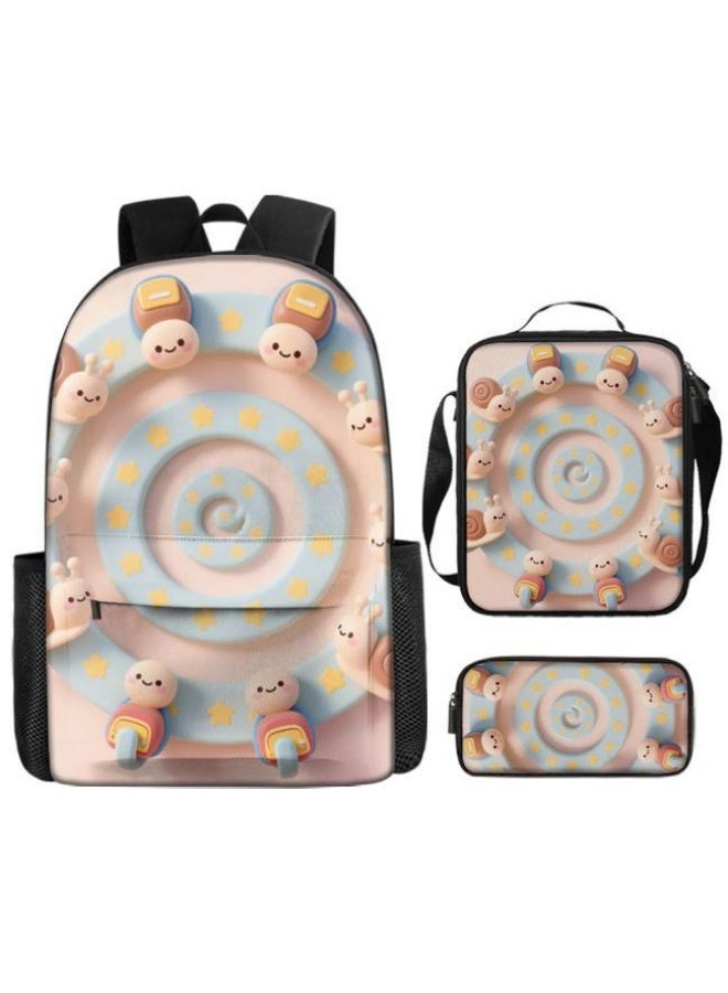 Bright Li Fire Cute cartoon print, three-in-one practical bag set (available for students, children, friends on outings, mountain climbing, etc.) - 8 - Image 2