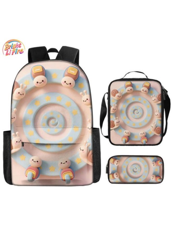 Bright Li Fire Cute cartoon print, three-in-one practical bag set (available for students, children, friends on outings, mountain climbing, etc.) - 8 - Image 1