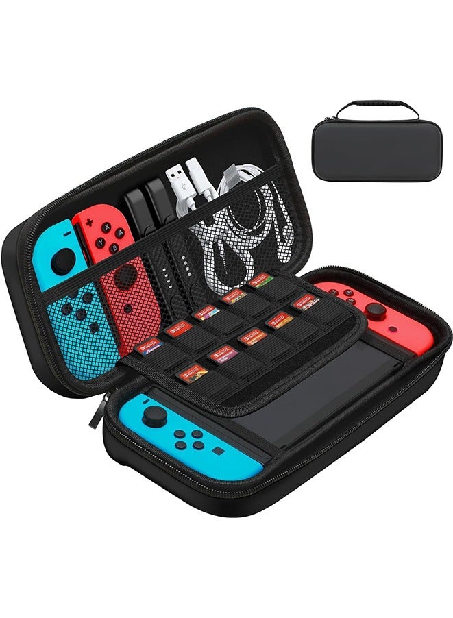 Carry Case Compatible with Nintendo Switch Switch OLED Console Protective Portable Travel Carrying Case Shell with Pockets for Accessories and Games (Black)  - Image 1