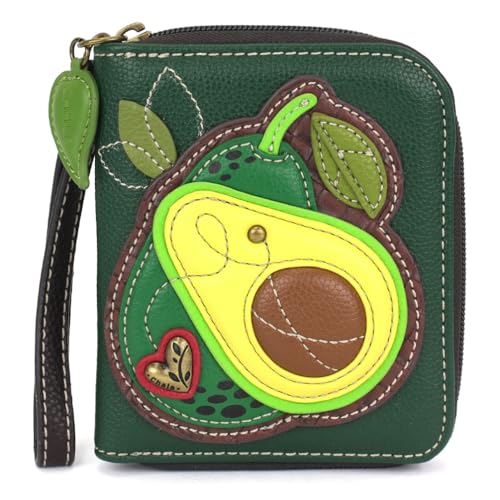 CHALA Zip Around Wallet Wristlet 8 Credit Card Slots Sturdy Pu Leather Avocado dark green - Image 1