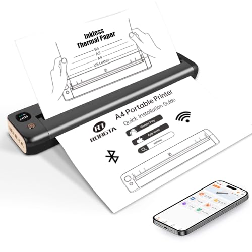 Rongta Portable Printer Wireless for Travel, Bluetooth WiFi Inkless Thermal Printers for 8.5" x 11" US Letter & A4 Size, Compatible with Android iOS Phone Mac Windows Laptop for Office & Home (Gray) - Image 1