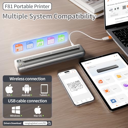 Rongta Portable Printer Wireless for Travel, Bluetooth WiFi Inkless Thermal Printers for 8.5" x 11" US Letter & A4 Size, Compatible with Android iOS Phone Mac Windows Laptop for Office & Home (Gray) - Image 2