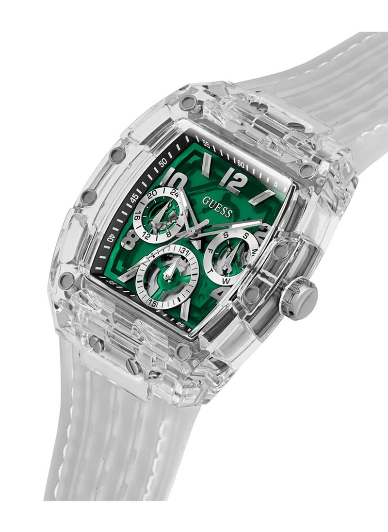 GUESS - Men’s Clear Multi-Function Silicone Band Watch GW0499G8 - 42mm - Image 1