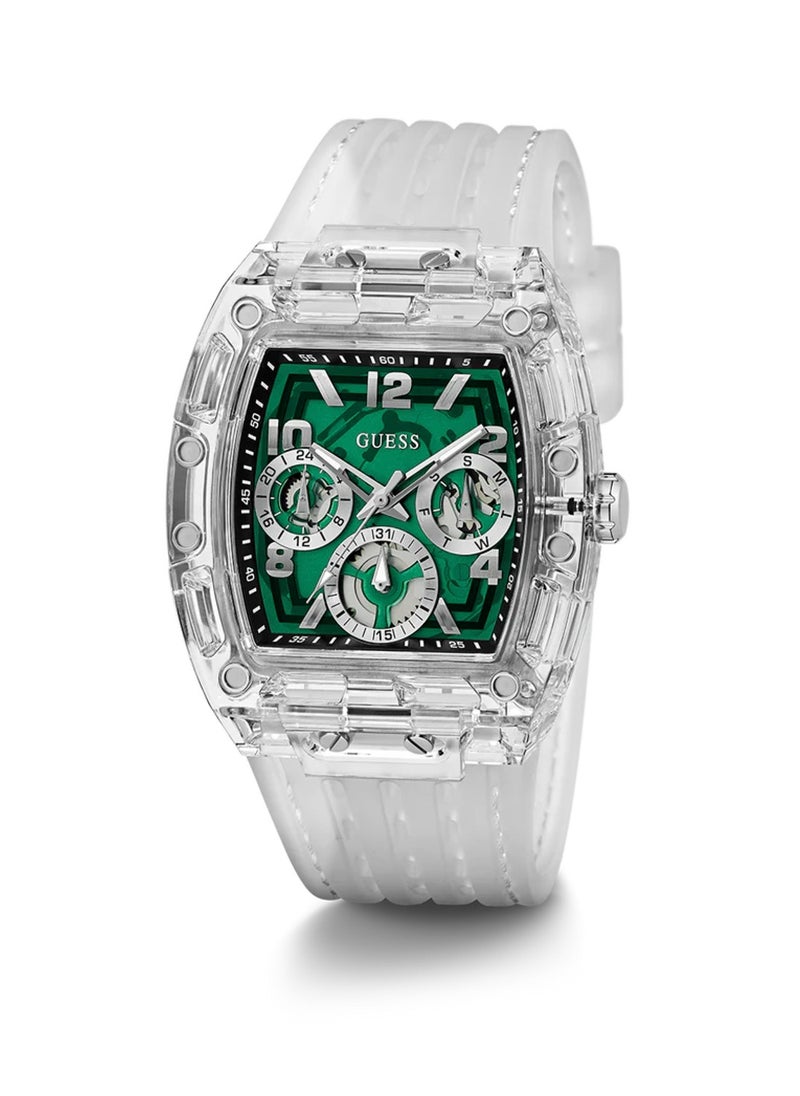 GUESS - Men’s Clear Multi-Function Silicone Band Watch GW0499G8 - 42mm - Image 1