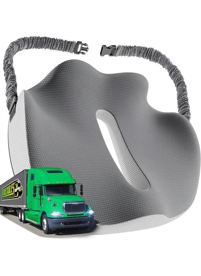 Bluejw - Semi Truck Seat Cushion for Truck Driver Upgraded Back Support Memory Foam Trucker Seat Cushion - Sitting & Pain Relief, Long Driving Truck Tested Tush Approved Trucker Accessories - Image 1