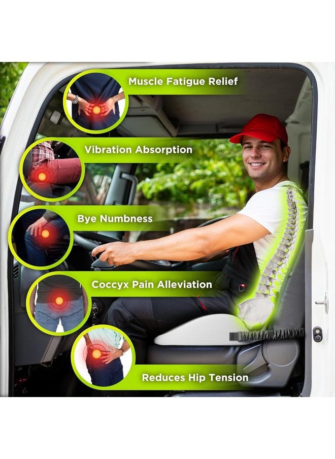 Bluejw - Semi Truck Seat Cushion for Truck Driver Upgraded Back Support Memory Foam Trucker Seat Cushion - Sitting & Pain Relief, Long Driving Truck Tested Tush Approved Trucker Accessories - Image 1