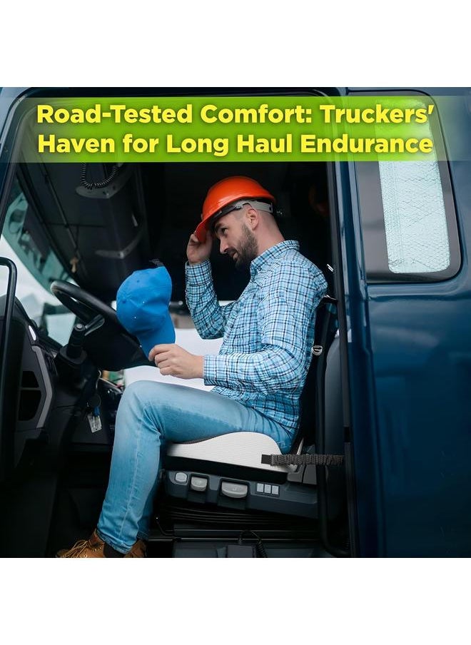 Bluejw - Semi Truck Seat Cushion for Truck Driver Upgraded Back Support Memory Foam Trucker Seat Cushion - Sitting & Pain Relief, Long Driving Truck Tested Tush Approved Trucker Accessories - Image 1
