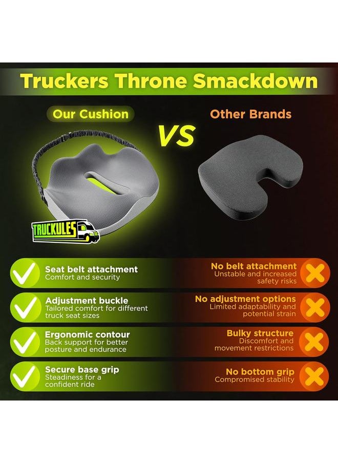 Bluejw - Semi Truck Seat Cushion for Truck Driver Upgraded Back Support Memory Foam Trucker Seat Cushion - Sitting & Pain Relief, Long Driving Truck Tested Tush Approved Trucker Accessories - Image 1