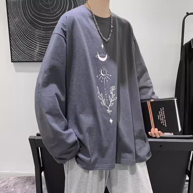 Distinctive Long-Sleeved T-Shirt For Boys Printed Trendy Inner Base Shirt Trendy Brand Ins Hong Kong-Style Loose All-Match Top - Image 1
