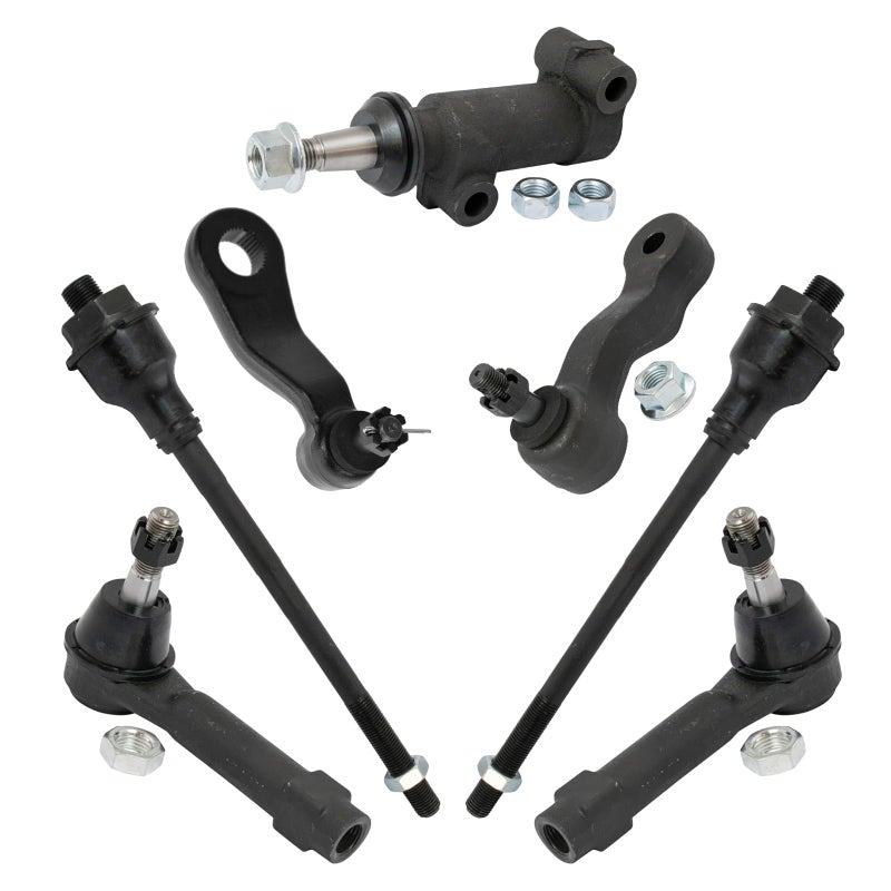 TRQ Front Steering Kit Idler Arm Idler Arm Bracket Assembly Pitman Arm Tie Rod Compatible with 0206 Cadillac 9907 Chevrolet GMC