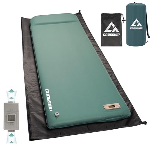 CROSSHIP Self Inflating Camping Sleeping Pad with Electric Pump - 9.5 R-Value&3.2" Extra Thick Memory Foam Mat with Pillow, Packable for Camping, Backpacking&Car-Sleep (Includes Waterproof Camp-Pad) - Image 1