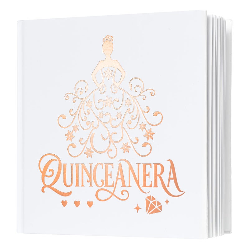 Calculs Libro De Firmas para QuinceaÃ±era Guest Book Mis Quince 15th Birthday Picture Book centros de mesa para 15 anos quinceaneras Decorations 8.5â€ Square Polaroid Rose Gold - Image 1