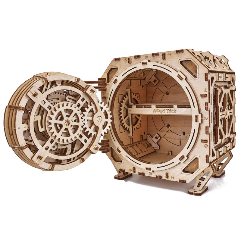 Wood Trick Safe Wooden Model Kit for Adults and Kids to Build - DIY Locker Puzzle Box with Combination - Mechanical - Store Your Precious Items - Heavy Duty Design - 3D Wooden Puzzle - Image 1