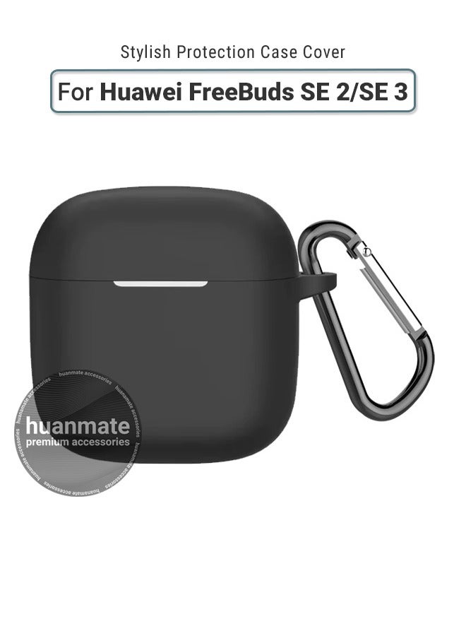 huanmate Stylish Silicone Case Cover For Huawei FreeBuds SE 2/SE 3 Black - Image 1