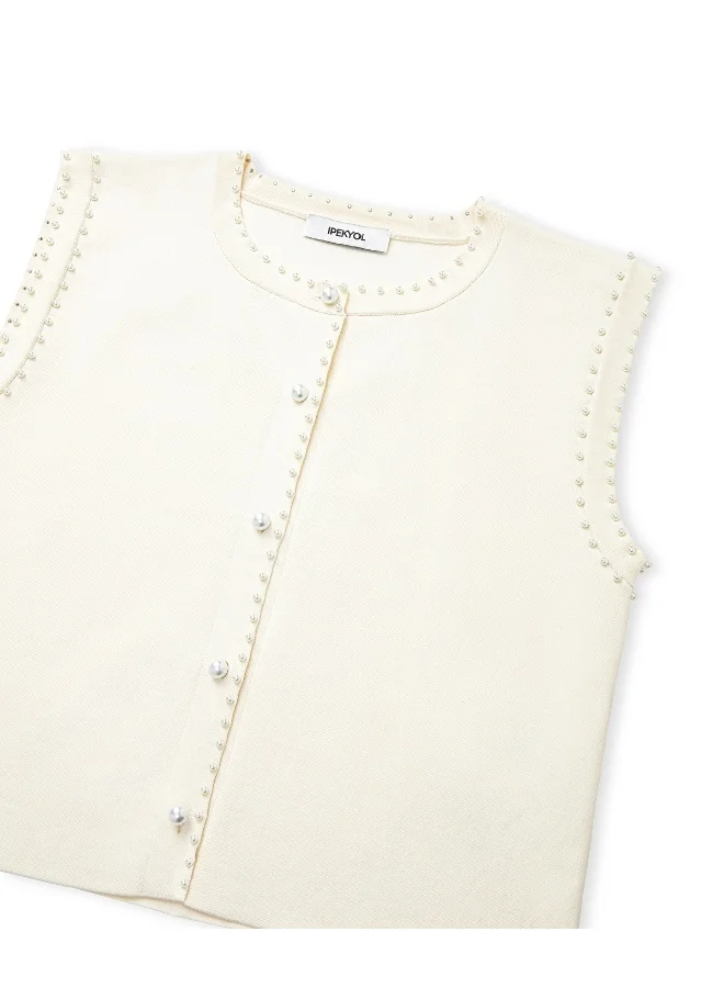 ابيكول Knit Waistcot With Faux Pearls