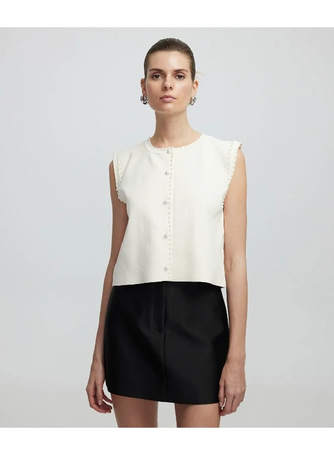 Ipekyol Knit Waistcot With Faux Pearls
