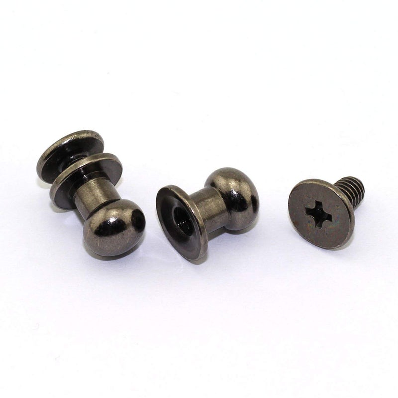 Asiatic Asiatic 30 Pack Black Round Head Button Stud Slotted Screws 8x10x10mm Chicago Screws Nail Rivet for DIY Leather Craft - Image 4
