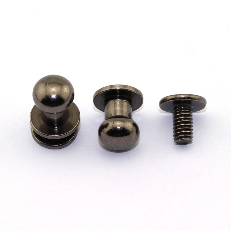Asiatic Asiatic 30 Pack Black Round Head Button Stud Slotted Screws 8x10x10mm Chicago Screws Nail Rivet for DIY Leather Craft - Image 3