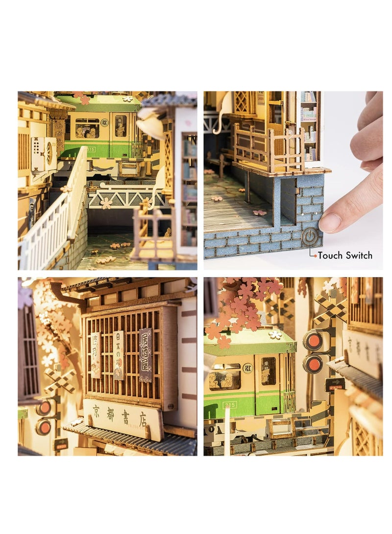 Robotime Rolife Sakura Densya DIY Book Nook Shelf Insert Kit TGB01, Assembly Brain Teaser 3D Wooden Puzzle DIY Build Model Crafts Kits, Unique Home Decor Birthday Gifts for Teens or Adults - Image 3