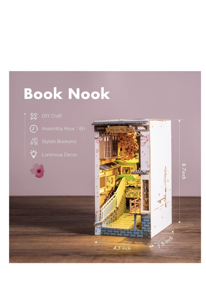 Robotime Rolife Sakura Densya DIY Book Nook Shelf Insert Kit TGB01, Assembly Brain Teaser 3D Wooden Puzzle DIY Build Model Crafts Kits, Unique Home Decor Birthday Gifts for Teens or Adults - Image 4