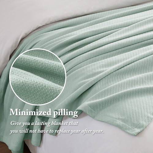 Madison Park Liquid Cotton Luxury Blanket Premium Soft Cozy 100% Ring Spun Cotton For Bed , Couch or Sofa, Twin, Sea Foam - Image 4