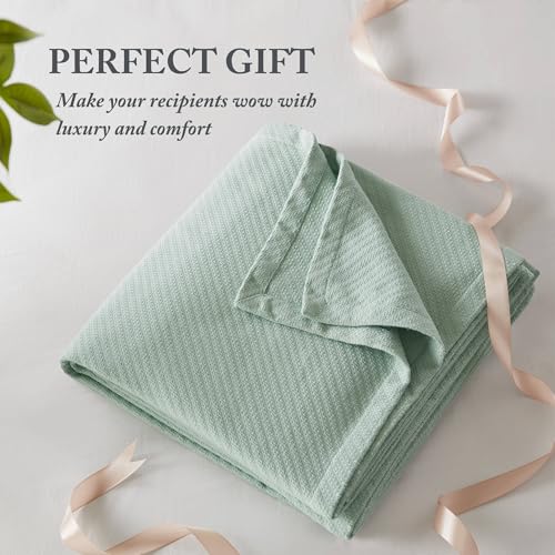 Madison Park Liquid Cotton Luxury Blanket Premium Soft Cozy 100% Ring Spun Cotton For Bed , Couch or Sofa, Twin, Sea Foam - Image 5