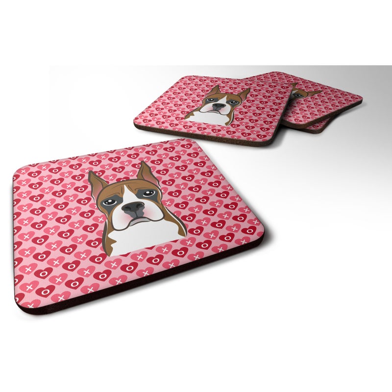 Caroline's Treasures ""Caroline's Treasures Boxer Hearts Foam Coaster Set of 4  3.5  Multicolor""