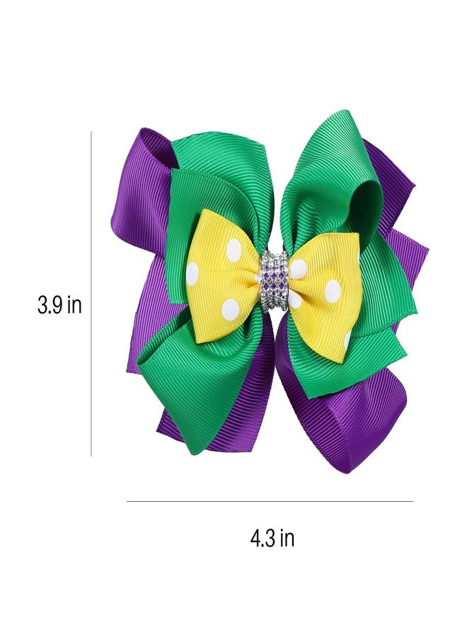 LSVOZ Mardi Gras Hair Clips Grosgrain Ribbon Cheer Bow Hairpins Circus Carnival Alligator Clip Hair Accessories for Girls Women - Image 5