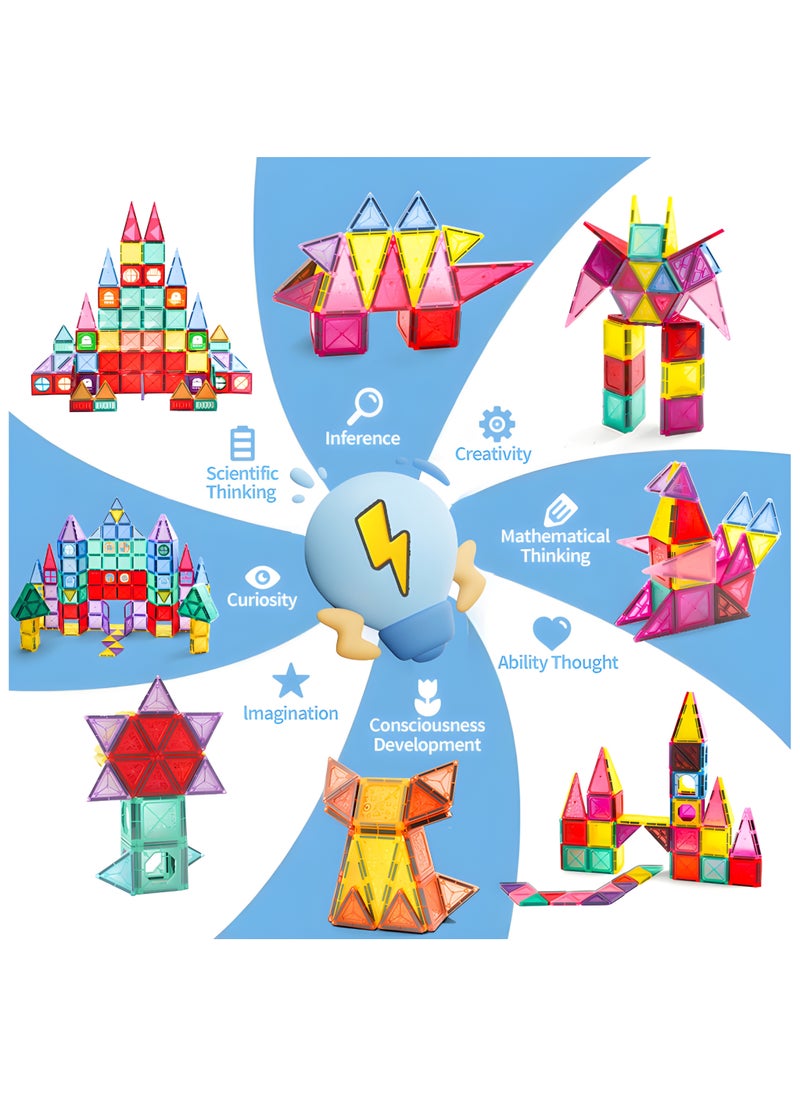 Beauenty Zyler Fun Magnetic Tiles, 110 PCS Building Blocks for Kids, 3D Magnet Puzzles, Stacking Blocks, Creative Educational Toy for Early Learning u0026 Fun Play  - Image 3