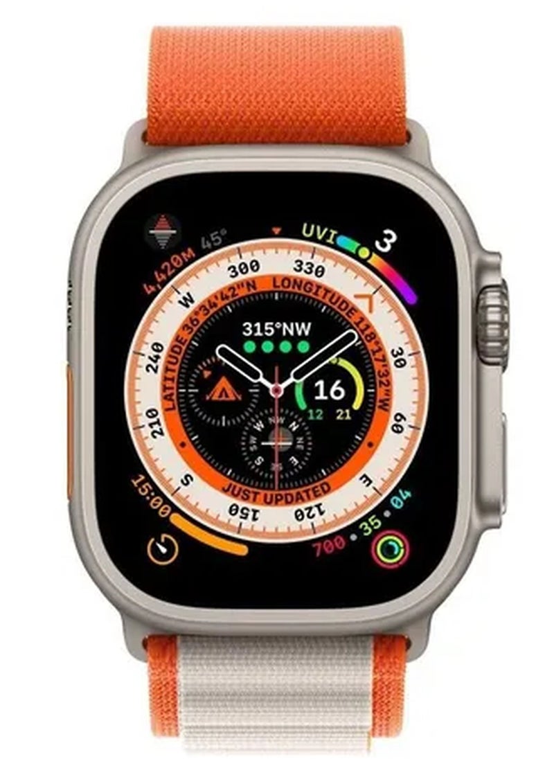 Rabos - Apple Watch Alpine Loop Band 49mm/45mm/44mm Nylon Woven Sport Strap Compatible with iWatch Series 8/Ultra/7/SE/6/5/4/3/2/1 Orange/White - Image 1
