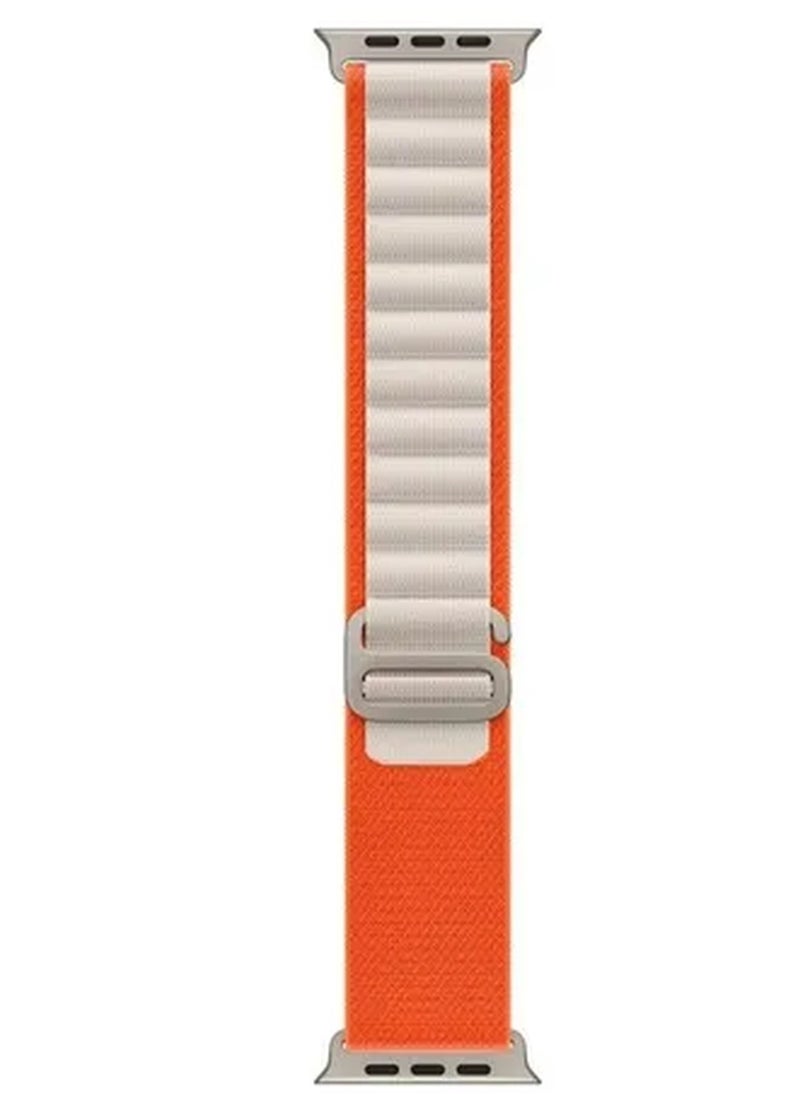 Rabos - Apple Watch Alpine Loop Band 49mm/45mm/44mm Nylon Woven Sport Strap Compatible with iWatch Series 8/Ultra/7/SE/6/5/4/3/2/1 Orange/White - Image 1