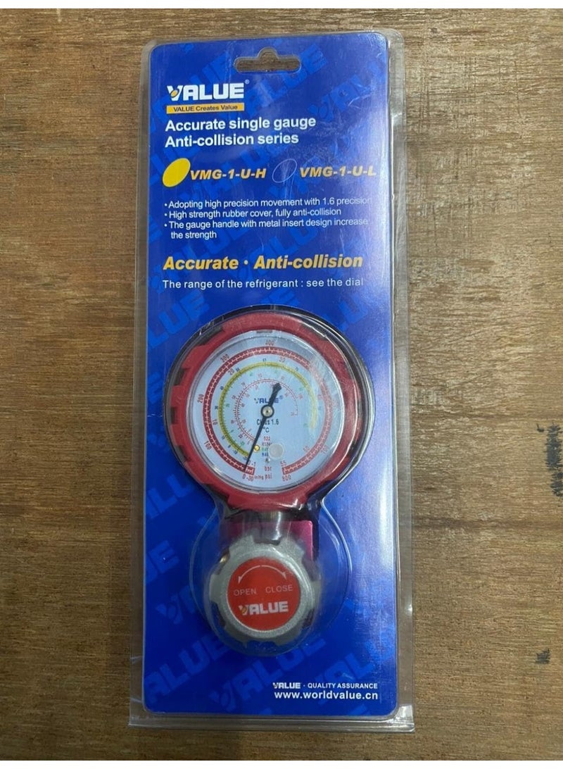 Value Refrigerant Pressure Gauge With Valve, HIGH Pressure Accurate Readings for R22, R134a, R410a, R407c - Image 2
