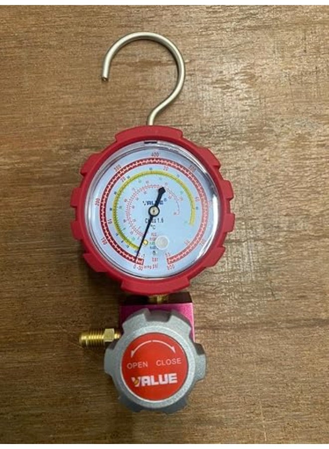 Value Refrigerant Pressure Gauge With Valve, HIGH Pressure Accurate Readings for R22, R134a, R410a, R407c - Image 3