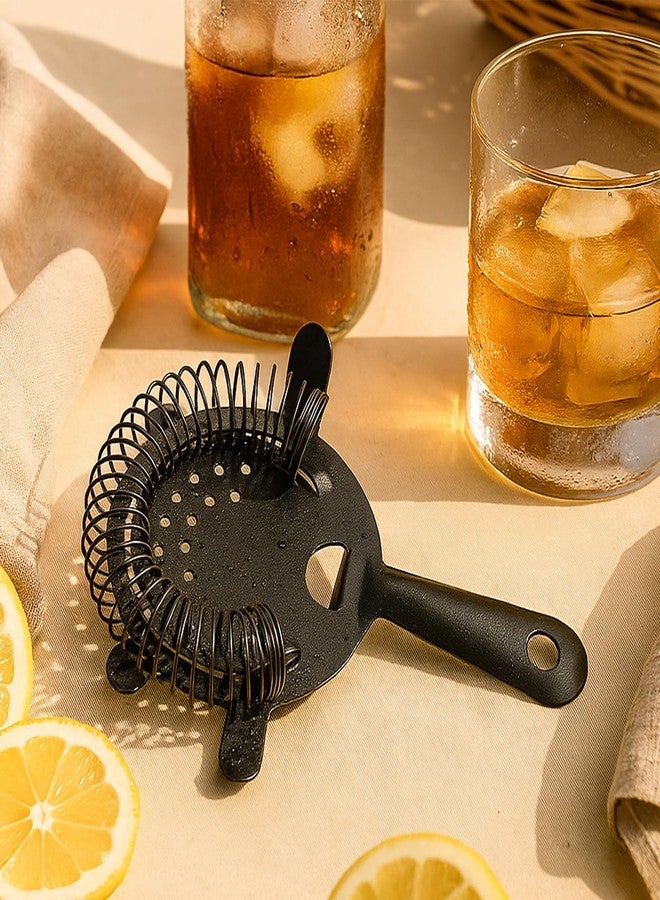 Picfest Stainless Steel Strainer of 1 Pieces | Bar Tools | Bar Accessories Set of 1 Pieces | Cocktail Ice Strainer (Black) - Image 1