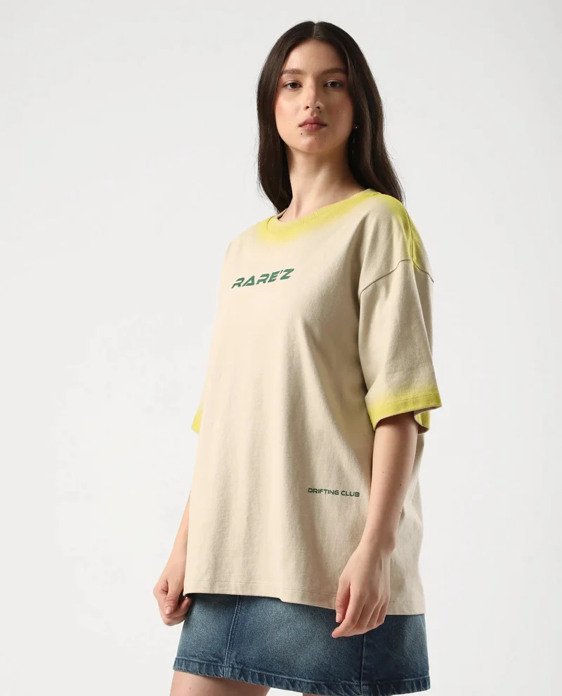 Rareism Women's Graphic Print Oversized T-Shirt