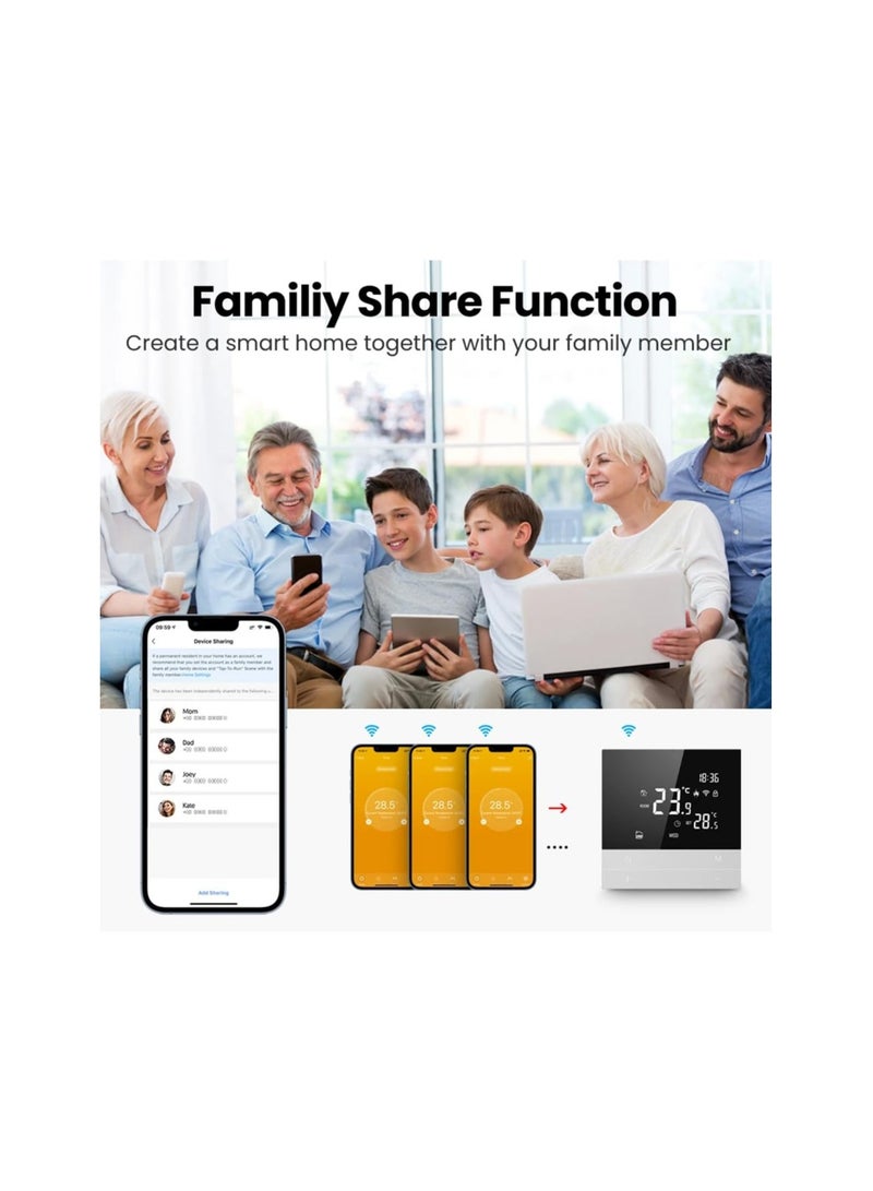 SYOSI Smart Thermostat Electric HeatingTemperature Controller WiFi, supporting different temperature settings, brightness adjustable, Saving Thermostat for Home Alexa Easy Install Heating & Hot Water(A) - Image 3