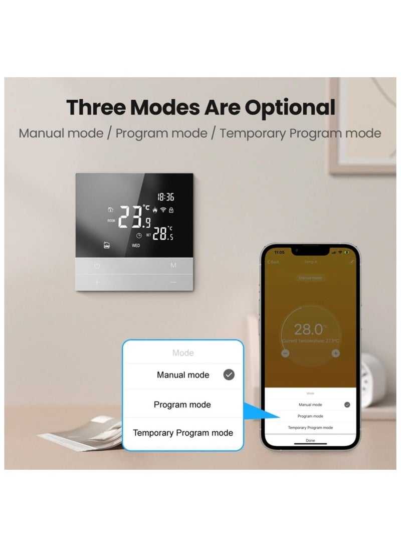 SYOSI Smart Thermostat Electric HeatingTemperature Controller WiFi, supporting different temperature settings, brightness adjustable, Saving Thermostat for Home Alexa Easy Install Heating & Hot Water(A) - Image 4