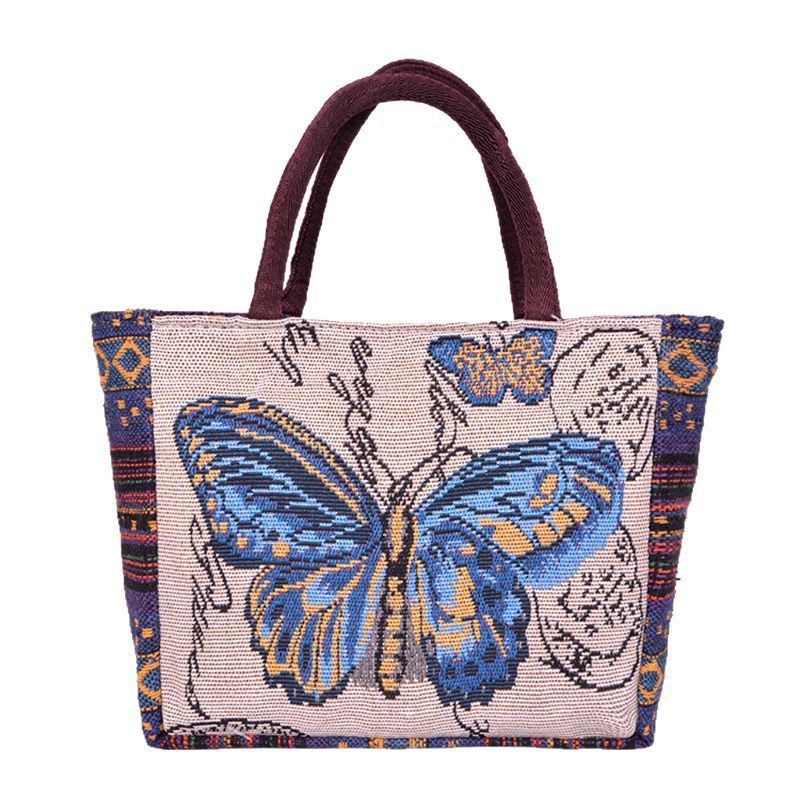 Gift Holiday Handbag Women'S Linen Canvas Double-Sided Retro Embroider Ethnic Style Hand-Carrying Small Cloth Bag Commuting - Image 5
