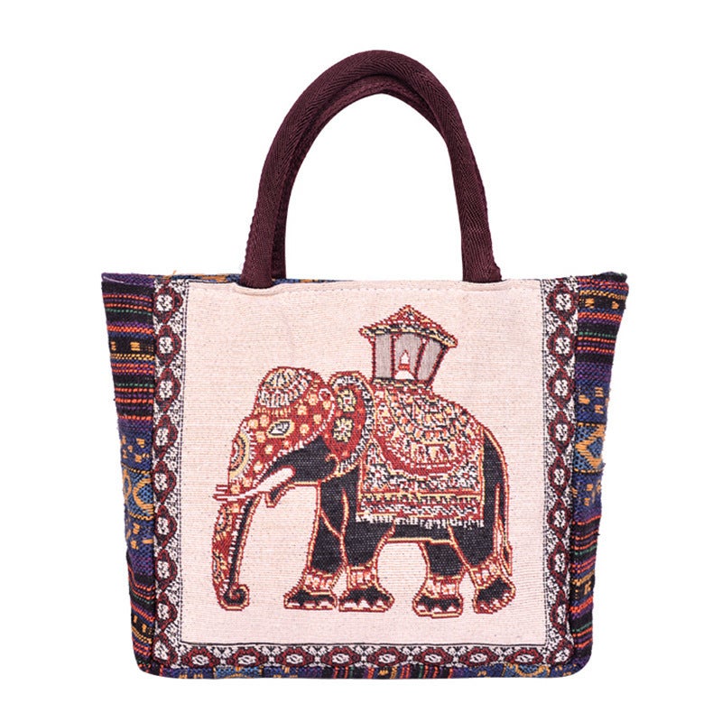 Gift Holiday Handbag Women'S Linen Canvas Double-Sided Retro Embroider Ethnic Style Hand-Carrying Small Cloth Bag Commuting - Image 3