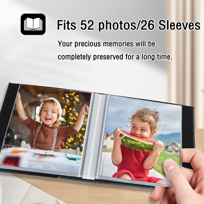 Artmag Artmag Photo Album 5x7 2 Packs Clear Pages Pockets Leather Cover Slip Slide in Photo Album Book Each Holds 50 Vertical 5x7 Photos Picture Book for Wedding Family (Dark Green)  - Image 3