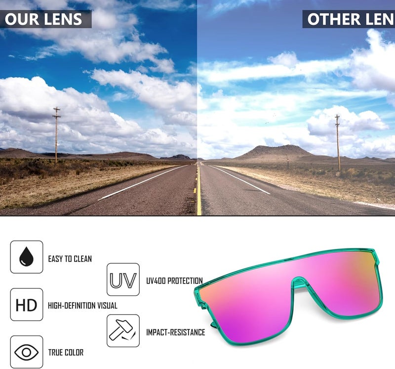 FEISEDY Fashion Flat Top Sunglasses Trendy Oversized Square Shades Women Men UV400 B2996 - Image 5