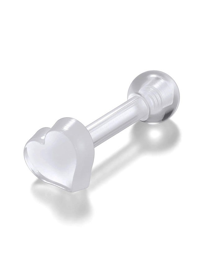 PiercingJ Clear Acrylic Cartilage Earrings 16G Plastic Tongue Tragus Ring Cute Heart Star Nose Lip Stud Barbell Black Helix Piercing Retainer for Sports Surgery Work, normal, Acrylic, no gemstone - Image 5