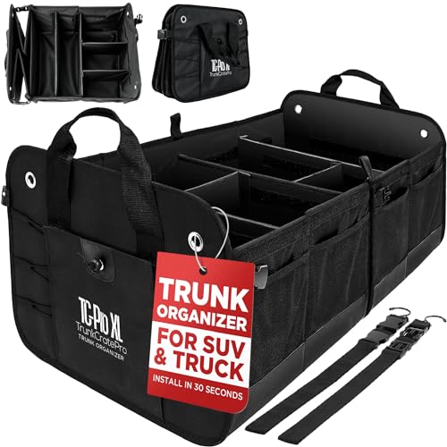 TRUNKCRATEPRO XL Premium SUV Truck Car Trunk Organizer With Expandable Compartments  Lightweight Foldable Cargo Organizer