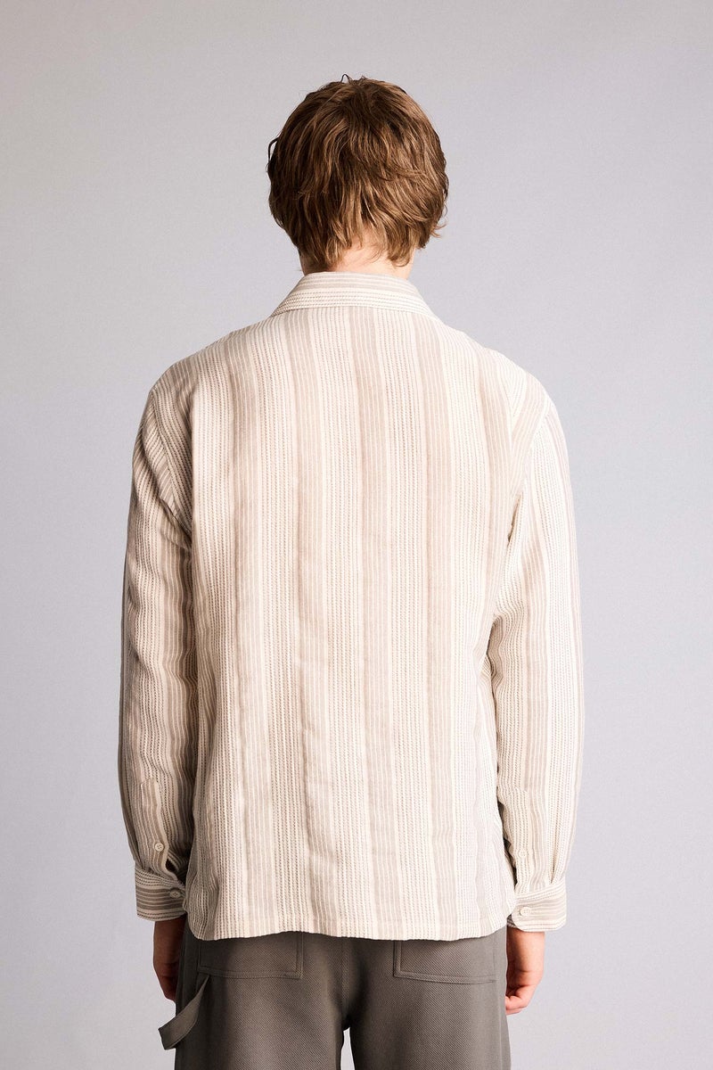 DeFacto Beige Man Boxy Fit 100% Cotton Shirt Casual - Image 5