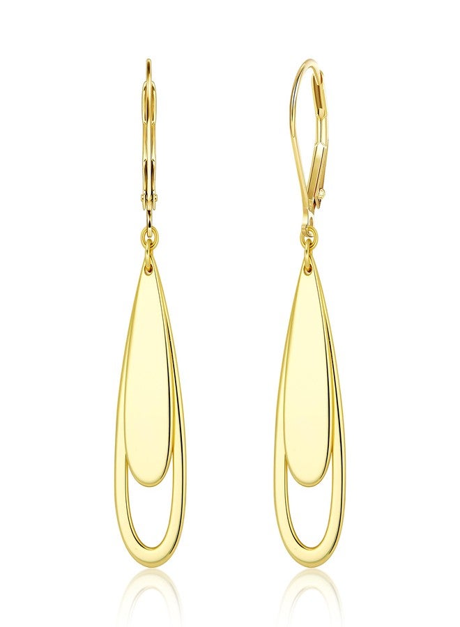 ALEXCRAFT 925 Sterling Silver Dangle Earrings for Women, Trendy 14K Gold Plated Drop Dangle Earrings Jewelry Hypoallergenic Teardrop Leverback Dangling Earring, Brass, No Gemstone - Image 1