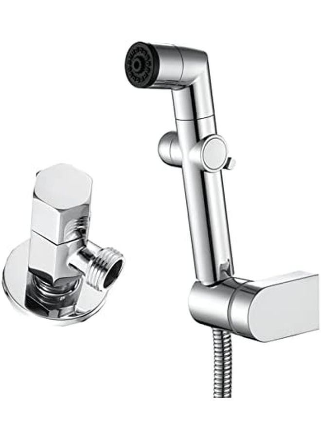 Hand Held Bidet Sprayer Set with Angle Valve ABS Bracket Stainless Steel Hose - Image 1