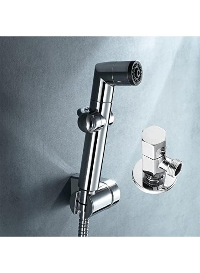 Hand Held Bidet Sprayer Set with Angle Valve ABS Bracket Stainless Steel Hose - Image 3