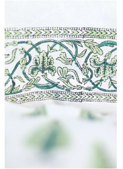 OJARIYA Cyprus Green Hand Block Printed 100 Percent Premium Organic Cotton Curtains 274 X 152 Cm  - Image 4