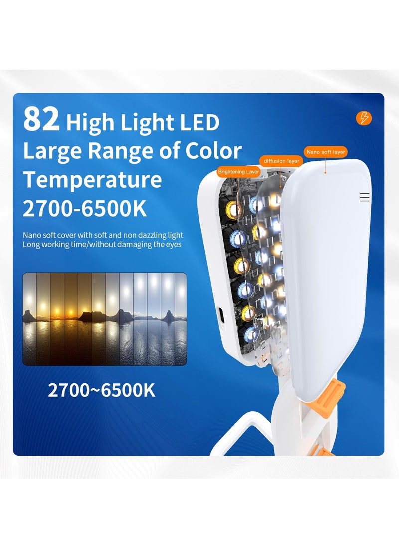 Portable 82 LED Selfie Light with 3 Brightness Levels and RGB Modes, Includes Foldable Phone Holder, Ideal for Selfies, Vlogging, TikTok, and Video Creation