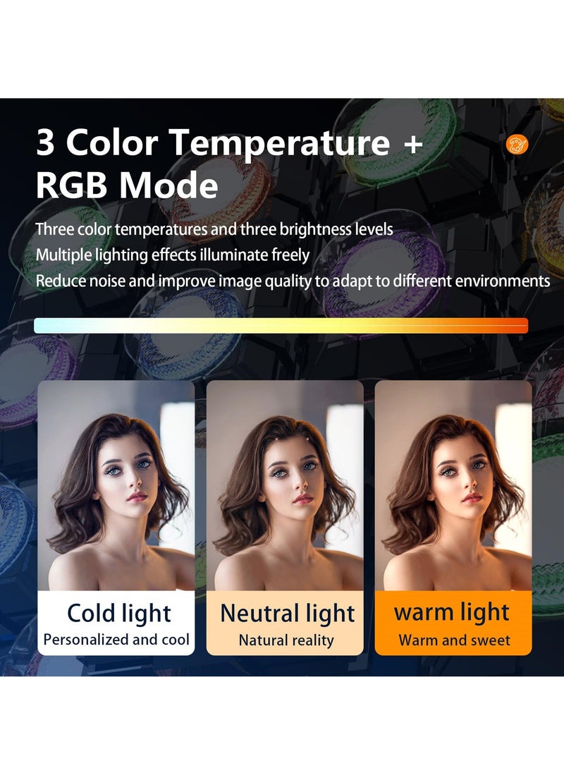 Portable 82 LED Selfie Light with 3 Brightness Levels and RGB Modes, Includes Foldable Phone Holder, Ideal for Selfies, Vlogging, TikTok, and Video Creation